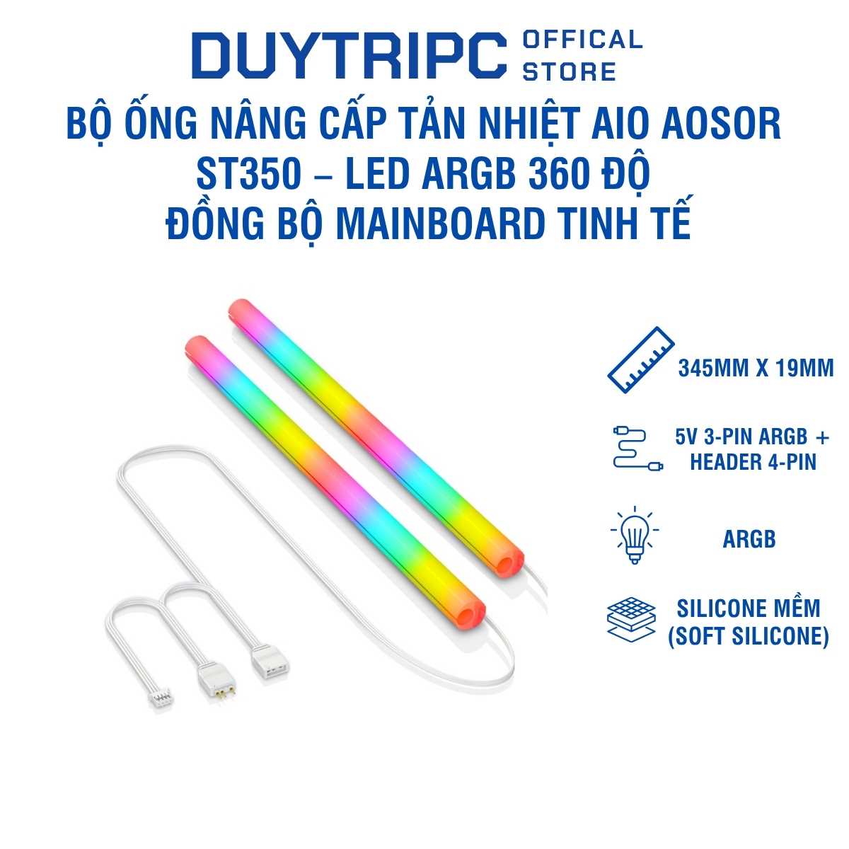 Bộ Ống Nâng Cấp Tản Nhiệt AiO Aosor ST350 – LED ARGB 360 Độ, Đồng Bộ Mainboard Tinh Tế